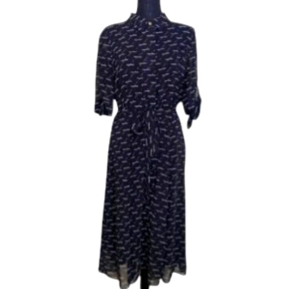Calvin Klein Sheer Black All Over Logo Patterned Dress with underslip - Size 12
